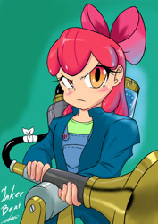 Size: 2063x2908 | Tagged: safe, artist:noisyvox, derpibooru import, apple bloom, human, bloom and gloom, season 5, apple bloom's bow, bow, female, hair bow, humanized, pest control gear, solo