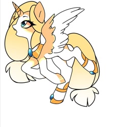 Size: 771x832 | Tagged: safe, artist:tessa_key_, derpibooru import, oc, oc only, alicorn, pony, collaboration, alicorn oc, eyelashes, hoof polish, horn, horn jewelry, jewelry, open mouth, peytral, simple background, solo, two toned wings, white background, wings