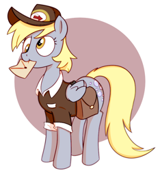 Size: 666x711 | Tagged: safe, artist:cookieboy011, derpibooru import, derpy hooves, pegasus, pony, female, hat, letter, mailmare, mailmare hat, mailmare uniform, mare, mouth hold, solo