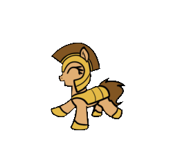 Size: 653x547 | Tagged: safe, artist:neuro, oc, oc only, earth pony, pony, animated, armor, dancing, earth pony oc, eyes closed, female, gif, guardsmare, helmet, hoof shoes, mare, open mouth, royal guard, simple background, solo, transparent background