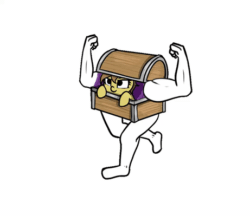 Size: 461x399 | Tagged: safe, artist:neuro, oc, oc only, oc:small fortune, mimic, pony, animated, arms, buff, chest, female, gif, legs, mare, muscles, running, simple background, solo, white background