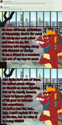 Size: 900x1793 | Tagged: safe, artist:queencold, derpibooru import, garble, dragon, ask garble, complaining, manehattan, solo