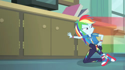 Size: 3410x1920 | Tagged: safe, derpibooru import, screencap, rainbow dash, better together, equestria girls, happily ever after party, happily ever after party: rainbow dash, clothes, converse, cutie mark, cutie mark on clothes, female, geode of super speed, hoodie, jewelry, magical geodes, necklace, rainbow trail, shoes, sneakers, solo