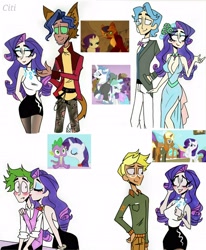 Size: 2510x3049 | Tagged: safe, artist:citi, derpibooru import, screencap, capper dapperpaws, fancypants, rarity, spike, trenderhoof, human, a canterlot wedding, my little pony: the movie, secret of my excess, simple ways, blushing, breasts, bridesmaid dress, capperity, clothes, cutie mark accessory, dress, eared humanization, female, humanized, kiss on the cheek, kissing, male, raripants, scene interpretation, screencap reference, shipping, sparity, straight, tailed humanization, trenderity