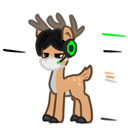 Size: 600x600 | Tagged: safe, artist:csh, derpibooru import, oc, oc only, oc:csh, deer, face mask, headphones, headset, mask, microphone, simple background, solo, transparent background