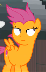 Size: 467x721 | Tagged: safe, derpibooru import, screencap, scootaloo, pegasus, pony, growing up is hard to do, cropped, lidded eyes, older, older scootaloo, solo, windswept mane