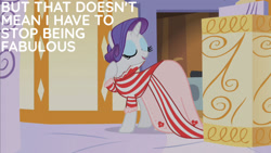 Size: 1280x720 | Tagged: safe, derpibooru import, edit, edited screencap, editor:quoterific, screencap, rarity, pony, unicorn, green isn't your color, season 1, clothes, dress, eyes closed, female, mare, open mouth, smiling, solo