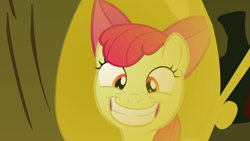 Size: 1920x1080 | Tagged: safe, derpibooru import, screencap, apple bloom, earth pony, pony, season 2, the cutie pox, adorabloom, apple bloom's bow, applebetes, bow, cute, female, filly, grin, hair bow, reflection, smiling, solo