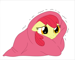 Size: 7510x6000 | Tagged: safe, artist:hawkehawkehawke, derpibooru import, apple bloom, earth pony, blanket, cold, female, filly, shaking, simple background, solo, transparent background