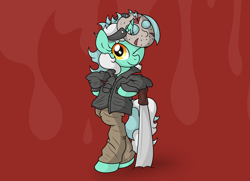 Size: 4902x3546 | Tagged: safe, artist:background basset, derpibooru import, lyra heartstrings, pony, unicorn, bipedal, clothes, cosplay, costume, female, friday the 13th, jason voorhees, looking at you, machete, mask, one eye closed, solo, wink, winking at you