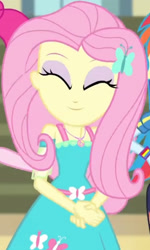 Size: 1920x3204 | Tagged: safe, derpibooru import, screencap, fluttershy, pinkie pie, rainbow dash, better together, equestria girls, fluttershy's butterflies, fluttershy's butterflies: applejack, clothes, cropped, cute, cutie mark, cutie mark on clothes, female, geode of fauna, hairpin, jewelry, magical geodes, necklace, shyabetes, smiling, solo focus