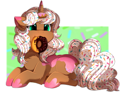 Size: 3509x2650 | Tagged: safe, artist:pridark, derpibooru import, oc, oc:donut daydream, pony, unicorn, commission, cute, female, high res, mare, mouth hold, ocbetes, simple background, solo, transparent background