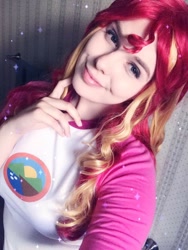 Size: 720x960 | Tagged: safe, artist:maddymoiselle, derpibooru import, sunset shimmer, human, equestria girls, legend of everfree, camp everfree outfits, clothes, cosplay, costume, irl, irl human, photo