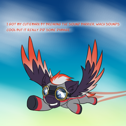 Size: 1500x1500 | Tagged: safe, artist:askavrobishop, derpibooru import, oc, oc:bishop, pegasus, comic:askavrobishop, clothes, cloud, flight suit, wings