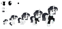 Size: 6132x2888 | Tagged: safe, artist:darbypop1, derpibooru import, oc, oc:friday the 13th, pony, unicorn, 5-year-old, age progression, baby, baby pony, female, filly, mare, simple background, solo, teenager, transparent background