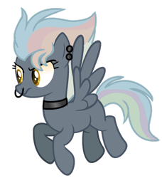 Size: 1280x1402 | Tagged: safe, artist:venomous-cookietwt, derpibooru import, oc, pegasus, pony, choker, ear piercing, earring, female, jewelry, mare, nose piercing, nose ring, offspring, parent:rainbow dash, parent:thunderlane, parents:thunderdash, piercing, simple background, solo, transparent background