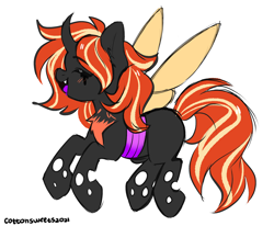 Size: 1764x1452 | Tagged: safe, artist:cottonsweets, derpibooru import, oc, oc:rembug, oc:remnant, changeling, double colored changeling, orange changeling, purple changeling