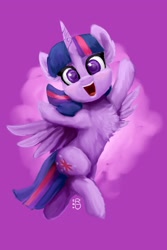 Size: 1365x2048 | Tagged: safe, artist:raphaeldavid, derpibooru import, twilight sparkle, twilight sparkle (alicorn), alicorn, pony, chest fluff, purple background, simple background, solo