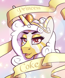 Size: 4000x4800 | Tagged: safe, artist:cocaine, derpibooru import, oc, oc:princess coke, alicorn, zebra, alicorn oc, bedroom eyes, bust, horn, jewelry, looking at you, open mouth, regalia, sparkly eyes, tiara, wingding eyes, wings, zebra alicorn, zebra oc