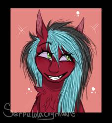 Size: 771x850 | Tagged: safe, artist:serpulalacryman, derpibooru import, oc, oc only, oc:razzmatazz gleam, bat pony, hybrid, pegasus, pony, female, gap teeth, solo