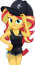 Size: 1000x1855 | Tagged: safe, artist:steyrrdash, derpibooru import, sunset shimmer, equestria girls, breasts, cleavage, flanksy, tomboy