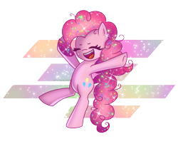 Size: 2645x2142 | Tagged: safe, artist:opal_radiance, derpibooru import, pinkie pie, bipedal, cute, diapinkes, eyes closed, high res, open mouth, solo, sparkles, speedpaint