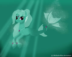 Size: 2000x1600 | Tagged: safe, artist:littlesongbirb, derpibooru import, oc, oc only, merpony, seapony (g4), bubble, crepuscular rays, dorsal fin, female, fish tail, flowing mane, flowing tail, jewelry, looking at you, necklace, ocean, pearl necklace, purple eyes, simple background, smiling, solo, sunlight, swimming, tail, underwater, water