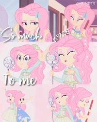 Size: 1080x1350 | Tagged: safe, derpibooru import, edit, edited screencap, editor:heisoftie, screencap, fluttershy, better together, equestria girls, so much more to me, broom, clothes, cute, cutie mark, cutie mark on clothes, eyes closed, female, geode of fauna, hairpin, jewelry, magical geodes, microphone, necklace, open mouth, shyabetes, smiling