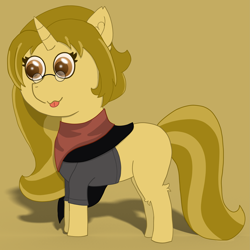 Size: 3381x3376 | Tagged: safe, alternate version, artist:eminent entropy, derpibooru import, oc, oc:beige, pony, unicorn, :p, clothes, simple background, solo, tongue, tongue out