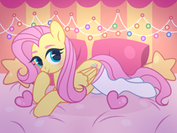 Size: 1990x1500 | Tagged: safe, artist:xxloro-uwu, derpibooru import, fluttershy, pegasus, pony, bedroom, clothes, cute, female, lying down, mare, socks, solo, thigh highs, wings