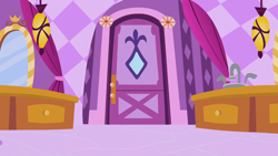 Size: 1280x720 | Tagged: safe, derpibooru import, screencap, the best night ever, background, carousel boutique, liminal space, mirror, no pony, scenic ponyville, sink