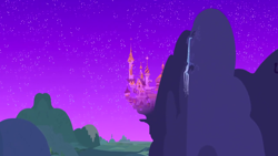 Size: 1280x720 | Tagged: safe, derpibooru import, screencap, the best night ever, background, canterlot, canterlot castle, hill, mountain, night, no pony, scenic ponyville, stars