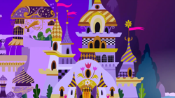 Size: 1280x720 | Tagged: safe, derpibooru import, screencap, the best night ever, background, canterlot, canterlot castle, night, no pony, scenic ponyville, tree