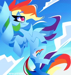 Size: 3878x4096 | Tagged: safe, artist:nekosnicker, derpibooru import, rainbow dash, pony, flying, solo, wings