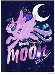 Size: 700x950 | Tagged: safe, derpibooru import, twilight sparkle, twilight sparkle (alicorn), alicorn, pony, g4, crescent moon, cropped, design, female, indigo background, mare, merchandise, moon, official, planet, shirt design, simple background, solo, stars, text, transparent background