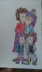 Size: 448x762 | Tagged: safe, artist:martinmonero, derpibooru import, twilight sparkle, human, crossover, crossover offspring, diplight, dipper pines, family, gravity falls, humanized, parent:dipper pines, parent:twilight sparkle