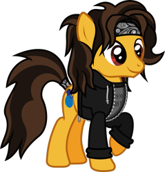 Size: 1123x1173 | Tagged: safe, artist:lightningbolt, derpibooru exclusive, derpibooru import, earth pony, pony, .svg available, clothes, happy, headband, hoodie, male, otto wood, ponified, raised hoof, raised leg, shirt, simple background, smiling, solo, stallion, svg, tail, tail wrap, transparent background, undershirt, vector, waterparks