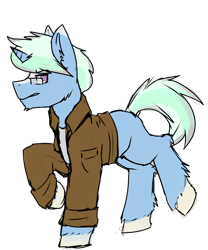 Size: 2500x3000 | Tagged: safe, artist:coatieyay, derpibooru import, oc, unicorn, clothes, glasses, horn, jacket, male, older, scruffy, simple background, transparent background, unicorn oc, uniform, unshorn fetlocks