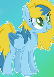 Size: 1220x1716 | Tagged: safe, artist:goldlines005, derpibooru import, oc, oc only, pegasus, pony, abstract background, base used, eyelashes, female, mare, pegasus oc, smiling, solo, two toned wings, wings