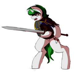 Size: 2218x2103 | Tagged: safe, artist:coatieyay, derpibooru import, oc, oc:baron, armor, eye scar, female, knight, scar, simple background, sword, transparent background, weapon, zweihander