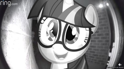 Size: 615x343 | Tagged: safe, artist:masquerade23271, derpibooru import, twilight sparkle, pony, unicorn, amazon ring, camera, cute, glasses, smiling, solo, twiabetes