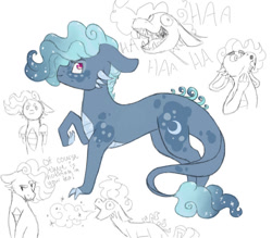 Size: 800x700 | Tagged: safe, artist:ukulelepineapplecat, derpibooru import, oc, oc only, dracony, dragon, hybrid, interspecies offspring, laughing, lineart, magical lesbian spawn, offspring, open mouth, parent:princess ember, parent:princess luna, parents:emberluna, raised hoof, raised leg