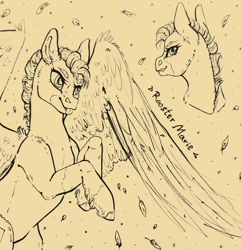 Size: 1039x1080 | Tagged: safe, artist:skior, derpibooru import, pegasus, pony, monochrome, solo, traditional art