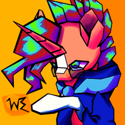 Size: 1024x1024 | Tagged: safe, artist:awhitesheep, derpibooru import, sunburst, pony, unicorn, blaze (coat marking), cloak, clothes, coat markings, facial markings, glasses, horn, male, solo, stallion, sunburst's cloak, sunburst's glasses