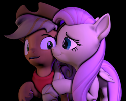 Size: 900x720 | Tagged: safe, artist:tizhonolulu, derpibooru import, applejack, fluttershy, earth pony, pegasus, pony, 3d, appleshy, female, kissu, kissy face, lesbian, shipping, source filmmaker, unshorn fetlocks