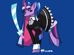 Size: 4000x3000 | Tagged: safe, artist:rover, artist:rrrover, derpibooru import, twilight sparkle, pony, unicorn, anarchy stocking, clothes, crossover, dress, goth, holiday, katana, panty and stocking with garterbelt, solo, sword, weapon