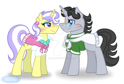 Size: 1280x871 | Tagged: safe, artist:purplepotato04, derpibooru import, jet set, upper crust, pony, deviantart watermark, female, male, obtrusive watermark, shipping, simple background, straight, transparent background, upperset, watermark