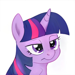 Size: 1024x1024 | Tagged: safe, artist:thisponydoesnotexist, derpibooru import, unicorn, bored, chest fluff, female, lidded eyes, mare, neural network, not twilight sparkle, solo, unamused