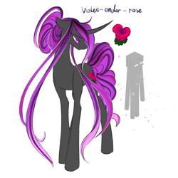 Size: 2047x2048 | Tagged: safe, artist:damayantiarts, derpibooru import, oc, oc:velvet-ender-rose, pony, unicorn, enderman, endermare, minecraft, ponified, skinny, solo