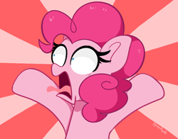 Size: 4463x3507 | Tagged: safe, artist:kittyrosie, derpibooru import, pinkie pie, earth pony, pony, ear fluff, ears, open mouth, panic, screaming, tongue, tongue out